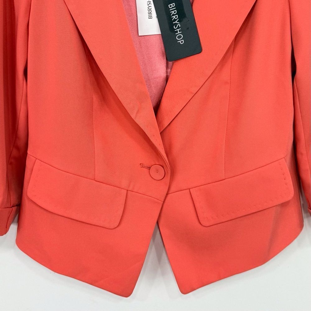 Birryshop Coral Orange Asian Lined Sprin Summer Blazer Jacket NEW - Picture 4 of 16